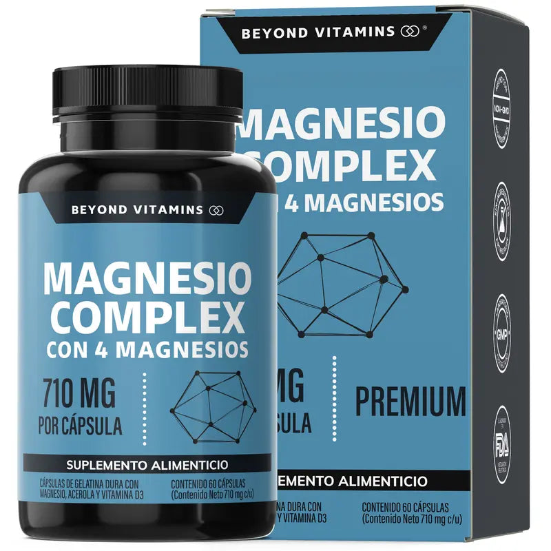 Magnesio Complex l 4 tipos: Glicinato + Citrato + Gluconato + Óxido l 710 mg por cápsula